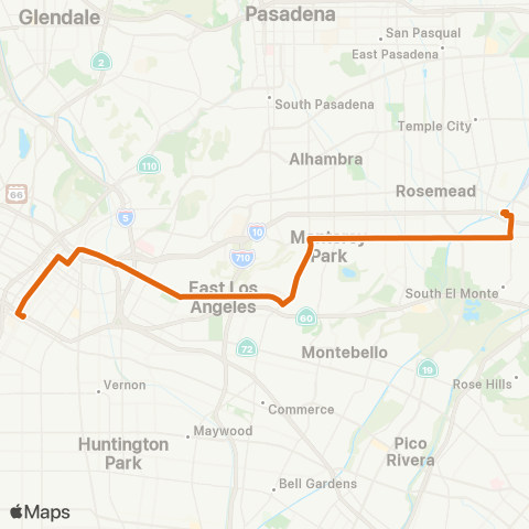 Metro Dtwn LA - El Monte via Cesar Chavez-Garvey Avs map