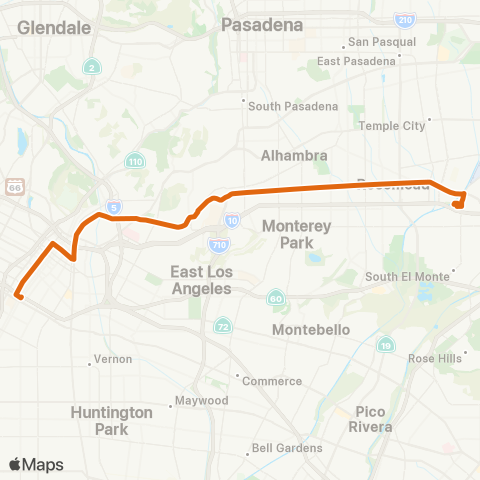 Metro Downtown LA - El Monte via Valley Bl map