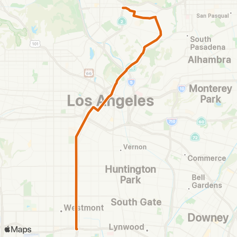 Metro Eagle Rock - Dwntwn LA - Harbor Fwy Sta via Figueroa map