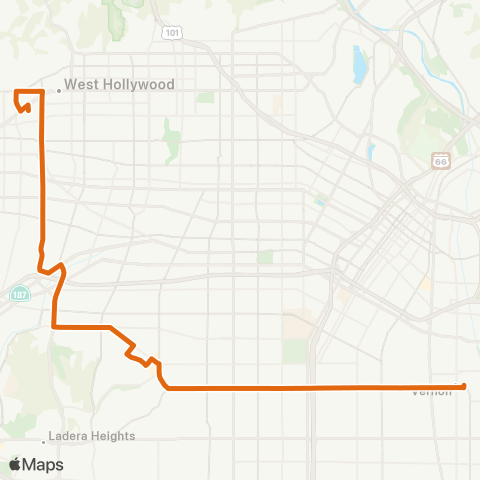 Metro W Hollywood - Vernon via LA Cienega Bl map