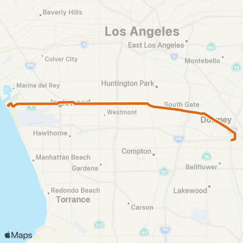 Metro Playa Del Rey - Norwalk via Manchester - Firestone map