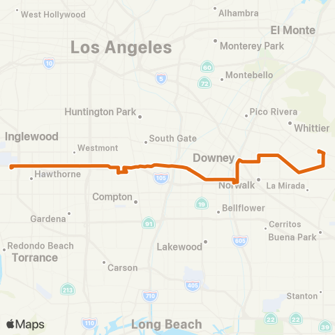 Metro Aviation / LAX Sta - Whittwood Ctr via Imperial Hwy map