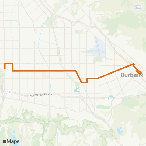 Metro Van Nuys - Burbank Sta via Oxnard St map