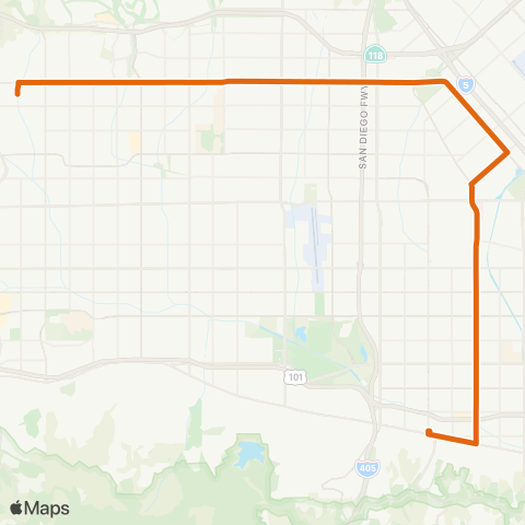 Metro Chatsworth Sta-Sherman Oaks via Devonshire-Woodman map