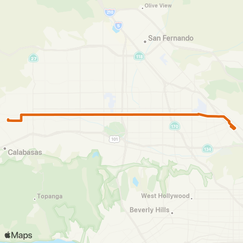 Metro West Hills - Burbank via Vanowen St map