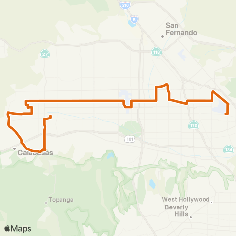 Metro Warner Ctr-Burbank Airpt via Val Cir-Saticoy St map