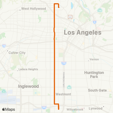 Metro Hollywood - Athens via Normandie Av map