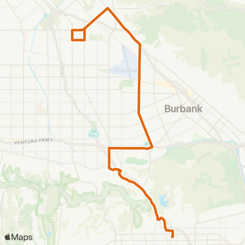 Metro Burbank Ritc - Hollywood via Riverside / Hollywood Wy map