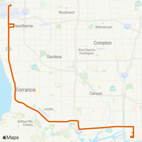 Metro LAX City Bus Ctr-Long Bch-via Sepulveda Bl - Pch map