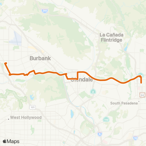 Metro Pasadena - N. Hollywood Sta via 134 Fwy map