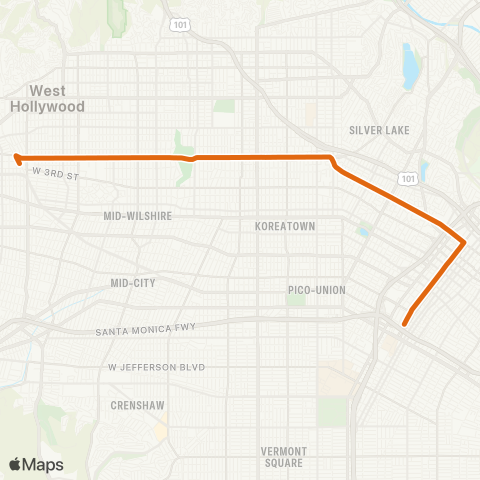 Metro Cedars Sinai-Dtla-Wash / Fairfax via Beverly-Adams map