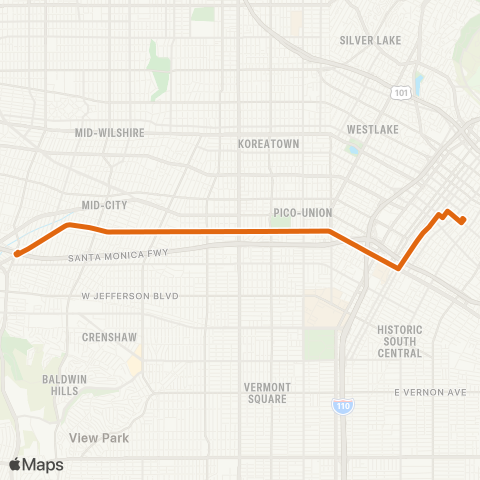 Metro Dtwn LA - Wla via Washington Bl & Jefferson Bl map