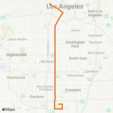 Metro Westlake / McArthur Pk Sta-Dtwn LA-CSU Dh via Avalon map