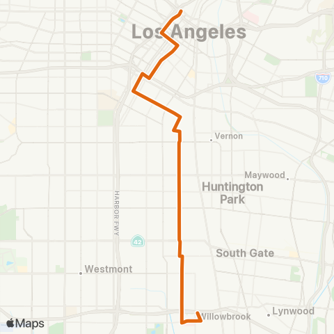 Metro Dtwn LA – Willowbrook Sta via Compton Av map