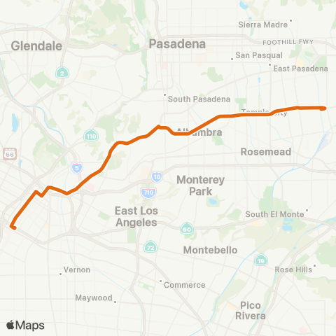 Metro Dtwn LA-Arcadia via Huntington-Main-Las Tunas map