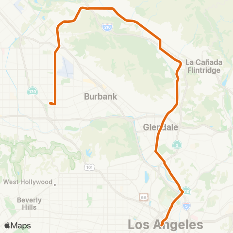 Metro Dtla - Noho Sta via Vineland-Foothill-Glendale Bl map