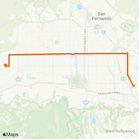 Metro Canoga Pk - N Hollywood Sta via Roscoe Bl map