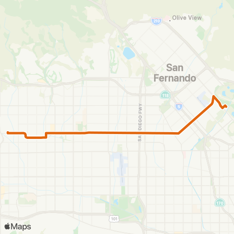 Metro Chatsworth Sta - Sun Val via Nordhoff-Osborne St map