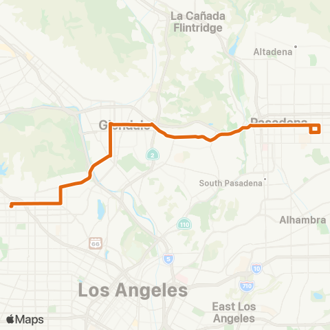 Metro Hollywood-Glendale-Pasadena via Los Feliz-Colorado map