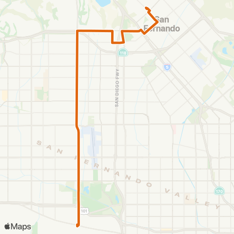 Metro Sylmar Sta-Encino via Balboa Bl Rinaldi St map