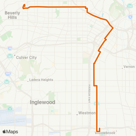 Metro W Hollywood-Dtwn LA - Avalon Sta via Melrose-Avalon map