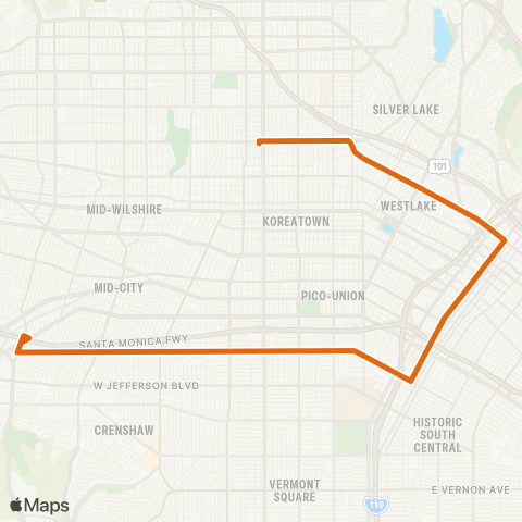 Metro Cedars Sinai-Dtla-Wash / Fairfax via Beverly-Adams map