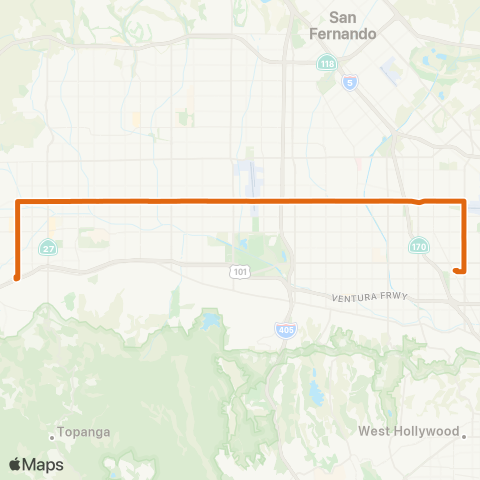 Metro Woodland Hills - N Hollywood Sta via Sherman Way map