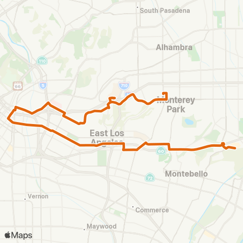 Metro Montebello - Monterey Pk via 1st-Garvey map