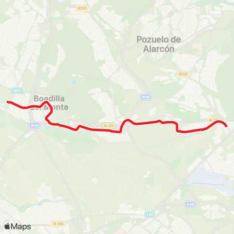 Metro Ligero Colonia Jardín - Puerta de Boadilla map