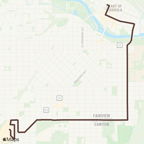 Mountain Line Downtown / University / Southgate Mall map