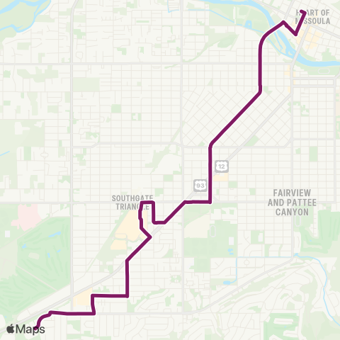 Mountain Line Downtown / Southgate Mall / Wal-Mart map