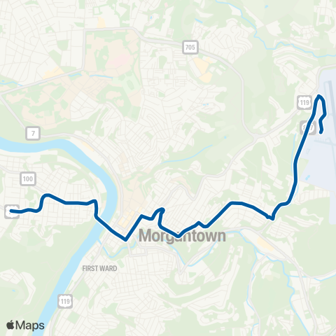 Mountain Line Transit Authority Blue Line map