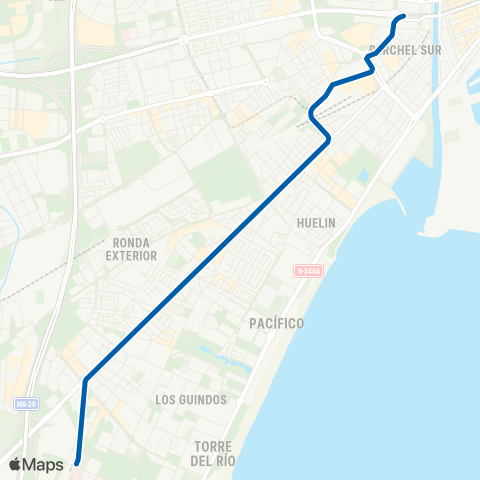 Metro Málaga Línea 2 map