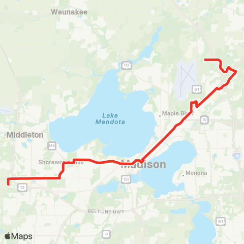 Madison Metro Route A map