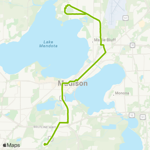 Madison Metro Route B map