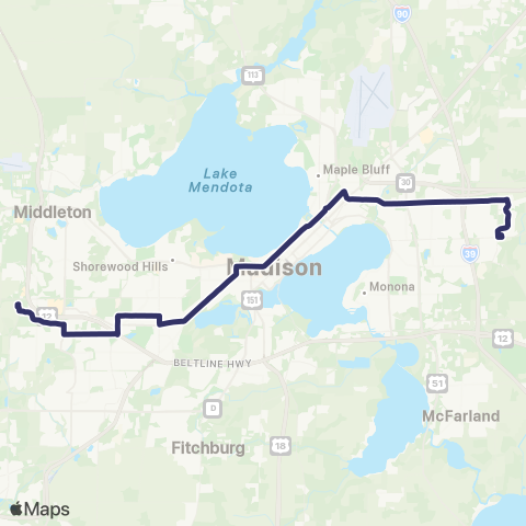 Madison Metro Route D map