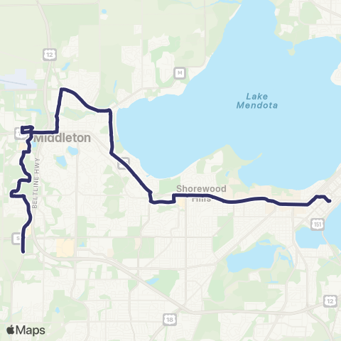 Madison Metro Route F map