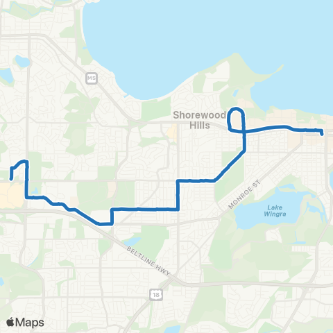 Madison Metro Route J map