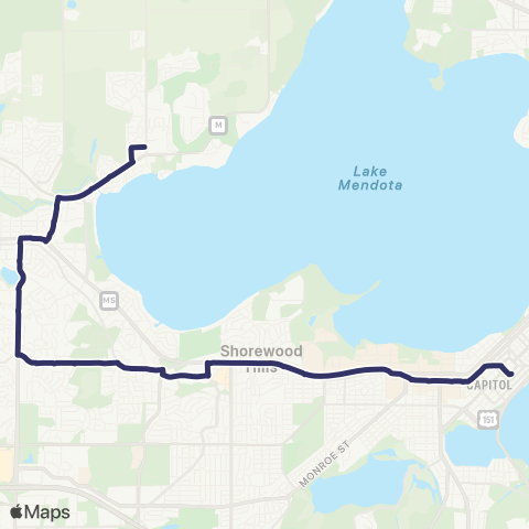 Madison Metro Route R map