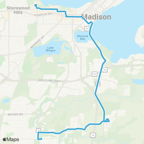 Madison Metro Route 65 map