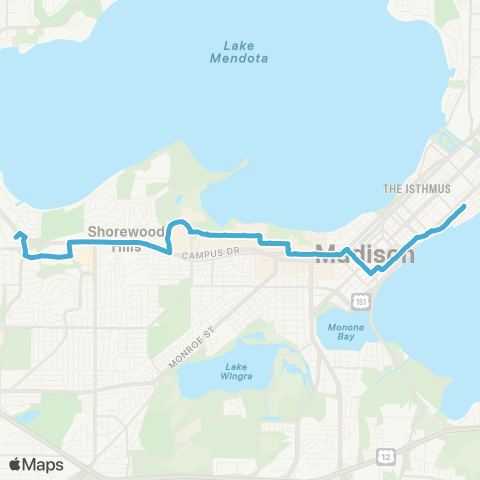 Madison Metro Route 38 map