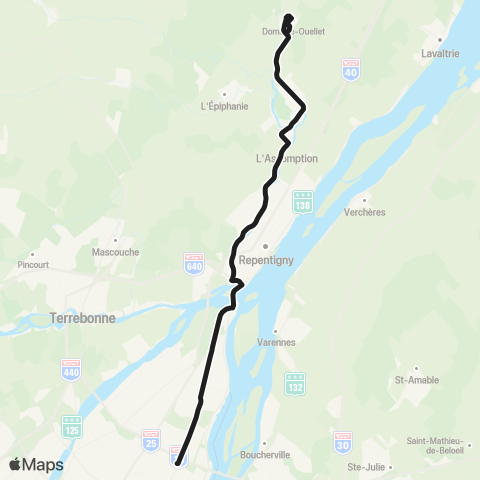 exo L'Assomption L'Assomption-Repentigny-Charlemagne-Montréal map