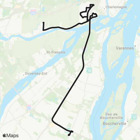 exo Terrebonne-Mascouche Lachenaie - Montréal - Terminus Radisson map