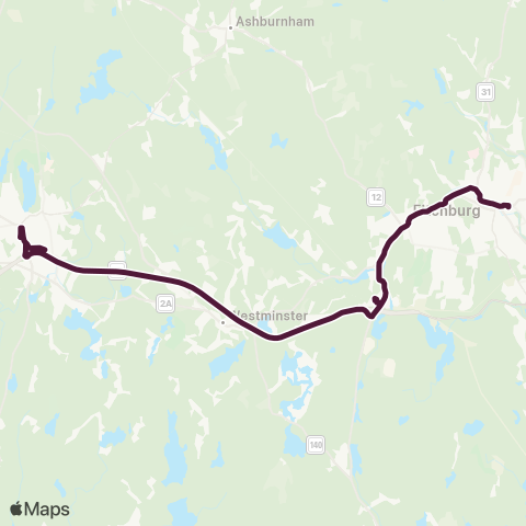 MART Shuttle Wachusett Commuter Shuttle map