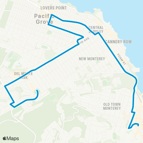 Monterey-Salinas Transit Monterey - Pg via Asilomar map