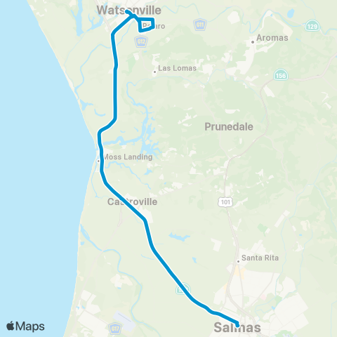 Monterey-Salinas Transit Watsonville via Castroville map