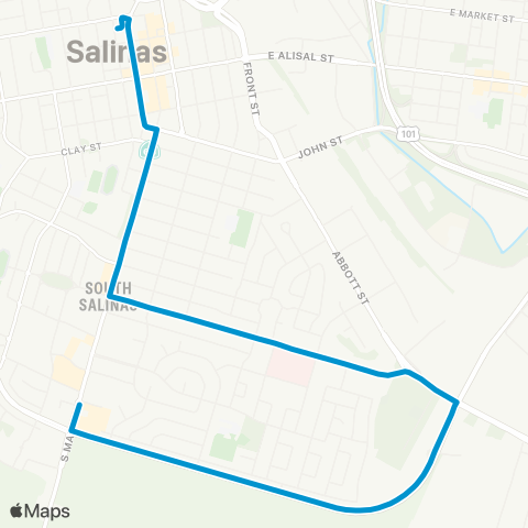 Monterey-Salinas Transit Salinas - South Main via Sv Health map