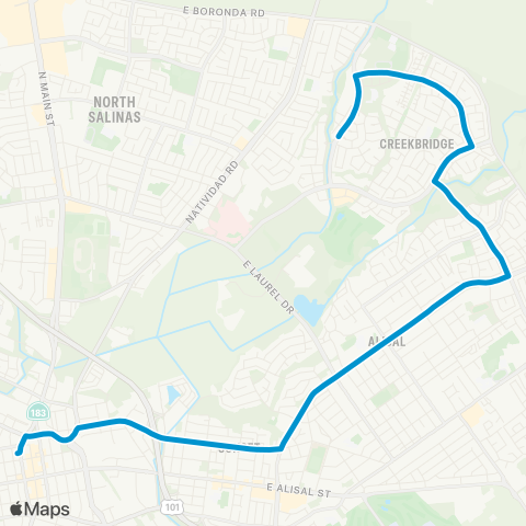 Monterey-Salinas Transit Salinas - East Market / Creekbridge map