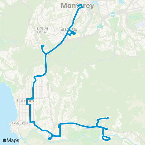 Monterey-Salinas Transit Monterey - Pacific Meadows map