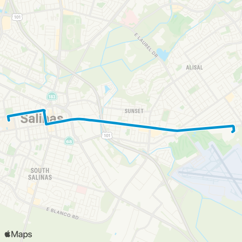 Monterey-Salinas Transit Hartnell East Alisal - West Alisal map